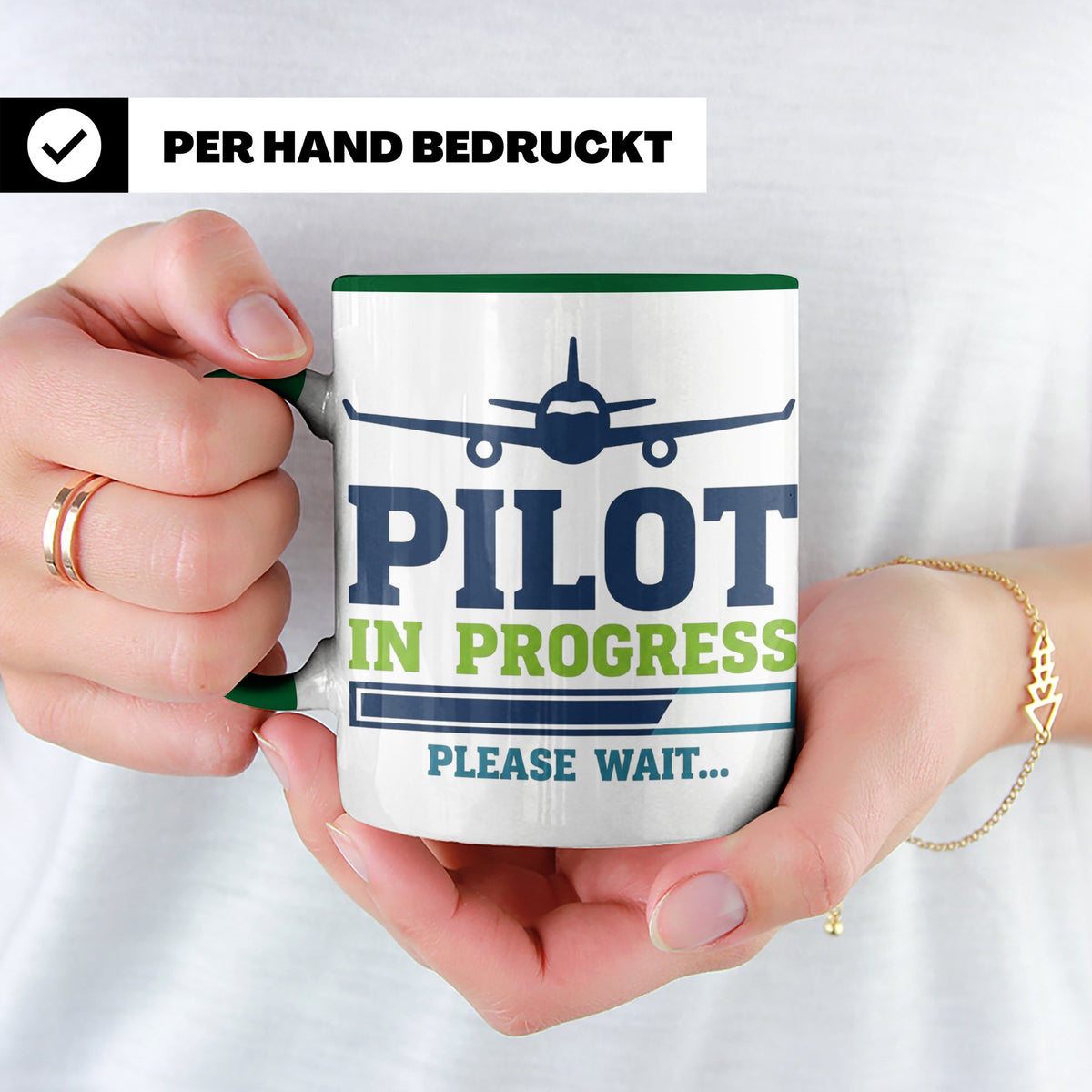Pilot in Ausbildung Tasse lustiger Spruch Flugschüler Gesche – Grün [farbe:grün]