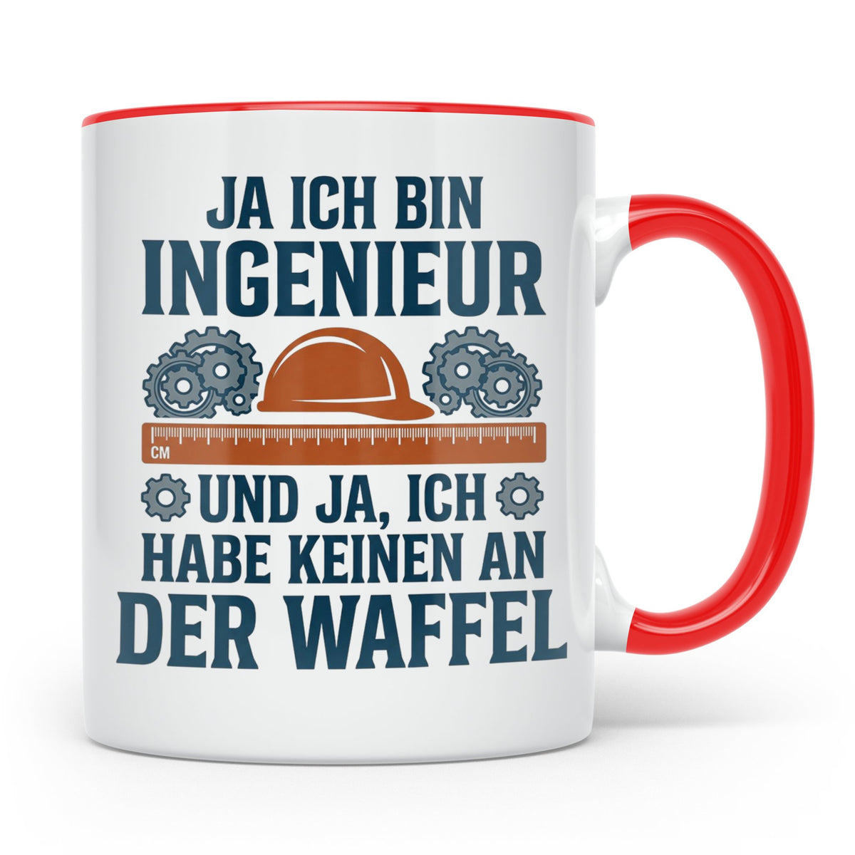Ingenieur Tasse mit Spruch 'Keinen an der Waffel' Lustiges G – Rot [farbe:rot]