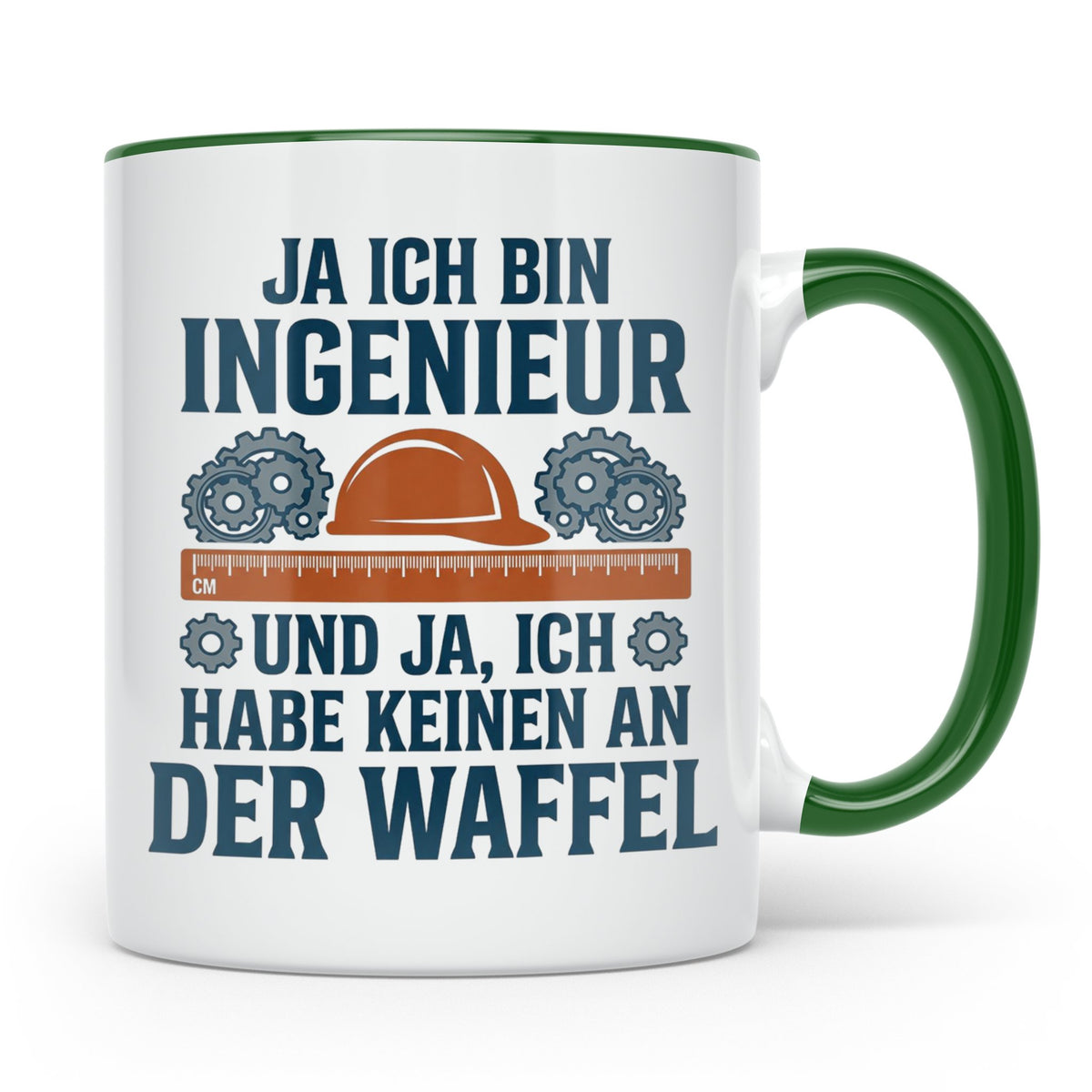 Ingenieur Tasse mit Spruch 'Keinen an der Waffel' Lustiges G – Grün [farbe:grün]