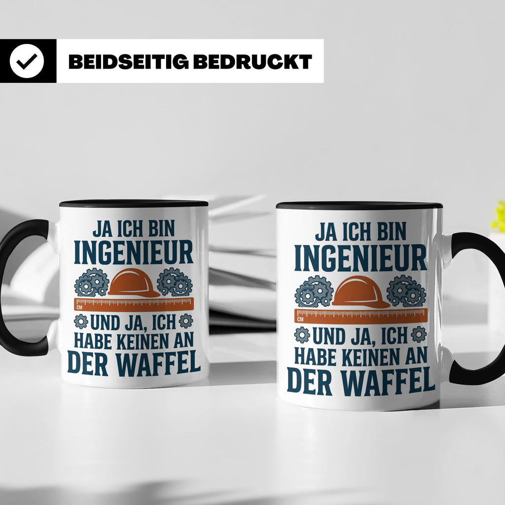 Ingenieur Tasse mit Spruch 'Keinen an der Waffel' Lustiges G – Schwarz [farbe:schwarz]