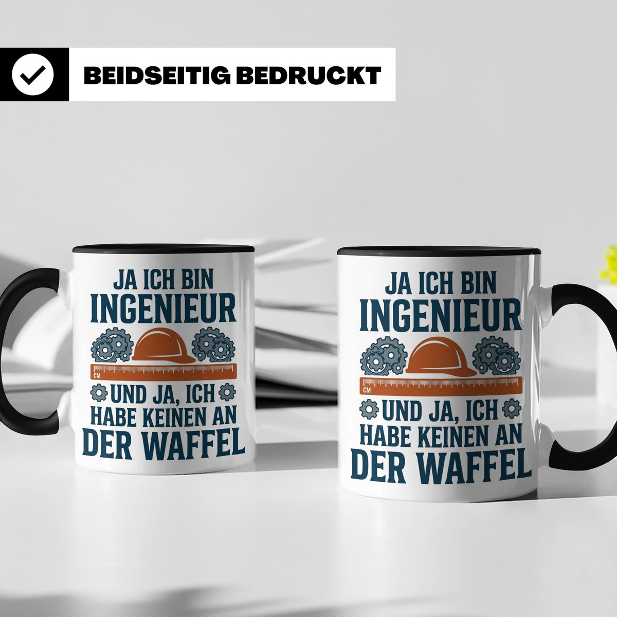 Ingenieur Tasse mit Spruch 'Keinen an der Waffel' Lustiges G – Schwarz [farbe:schwarz]