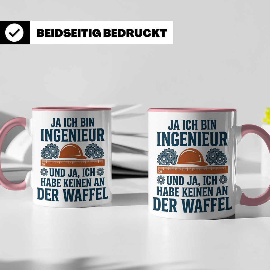 Ingenieur Tasse mit Spruch 'Keinen an der Waffel' Lustiges G – Rosa [farbe:rosa]