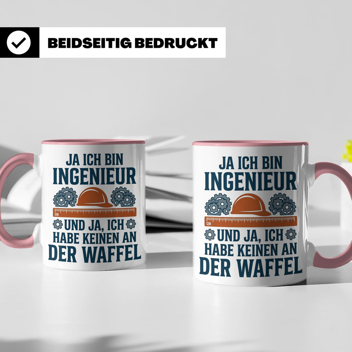 Ingenieur Tasse mit Spruch 'Keinen an der Waffel' Lustiges G – Rosa [farbe:rosa]