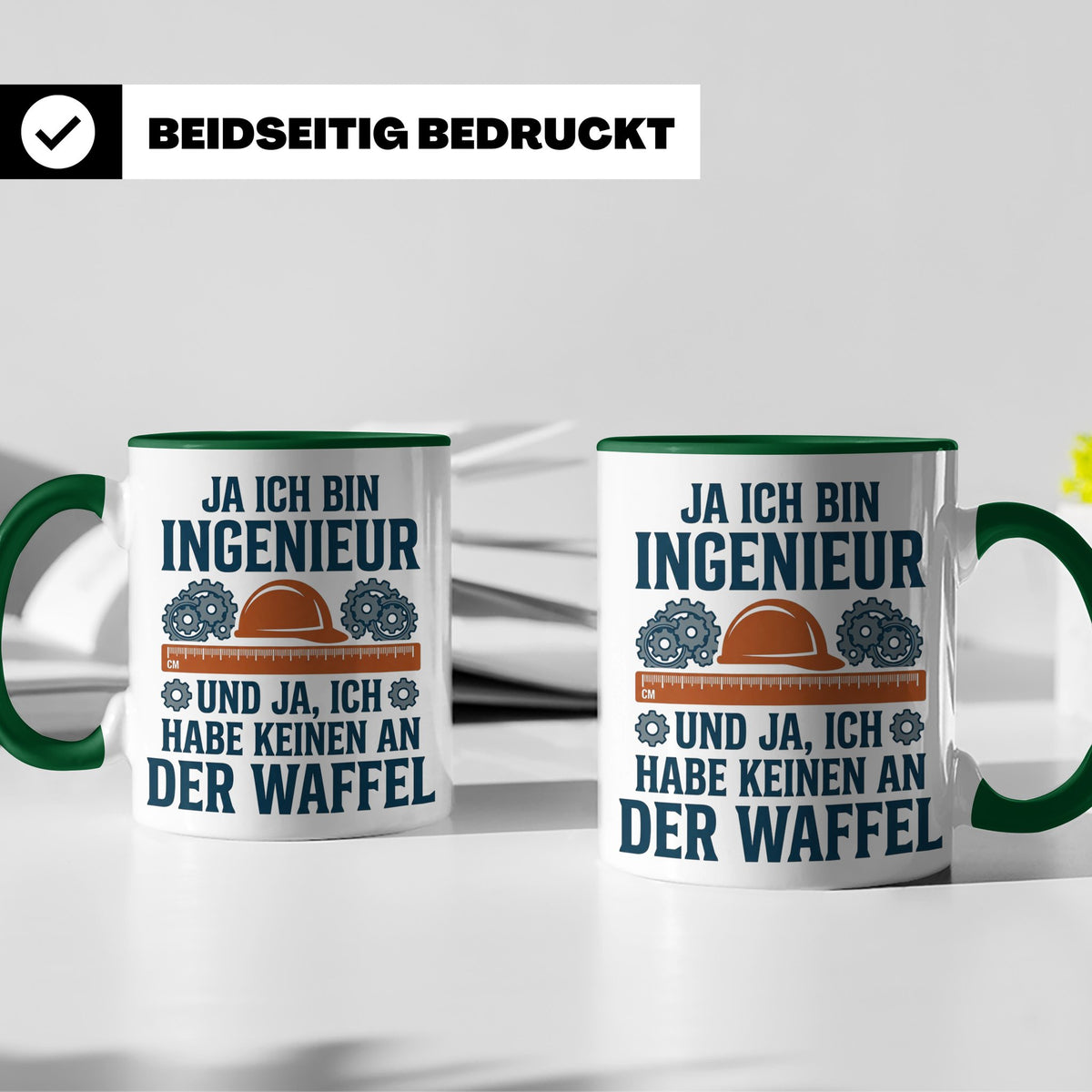 Ingenieur Tasse mit Spruch 'Keinen an der Waffel' Lustiges G – Grün [farbe:grün]