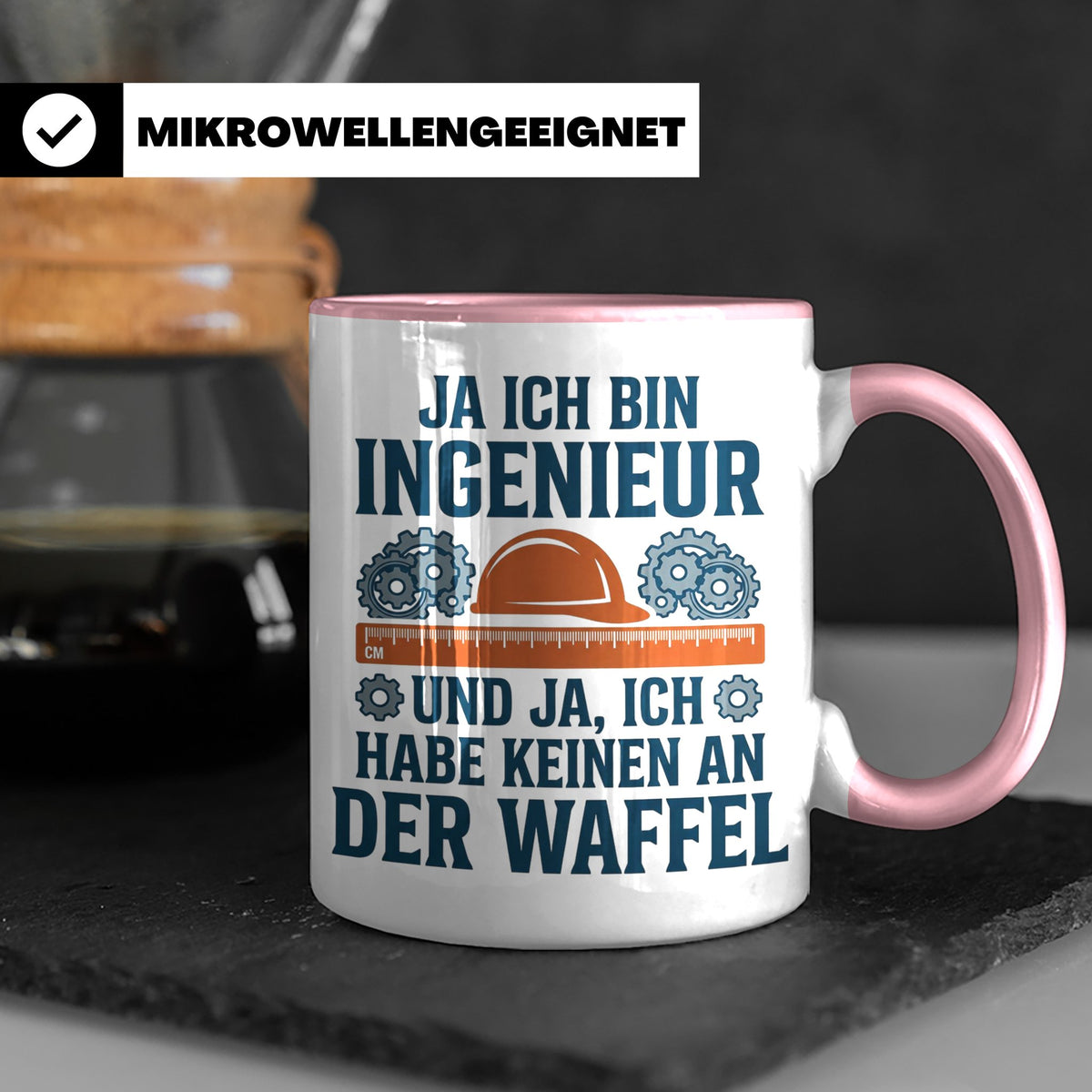 Ingenieur Tasse mit Spruch 'Keinen an der Waffel' Lustiges G – Rosa [farbe:rosa]