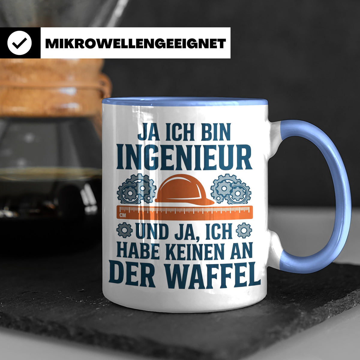 Ingenieur Tasse mit Spruch 'Keinen an der Waffel' Lustiges G – Blau [farbe:blau]