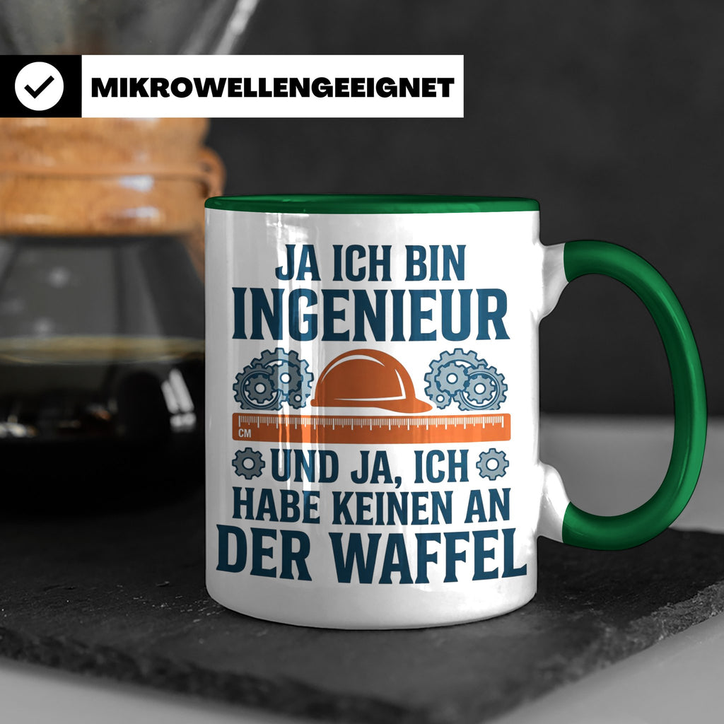 Ingenieur Tasse mit Spruch 'Keinen an der Waffel' Lustiges G – Grün [farbe:grün]