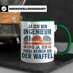 Ingenieur Tasse mit Spruch 'Keinen an der Waffel' Lustiges G – Grün [farbe:grün]