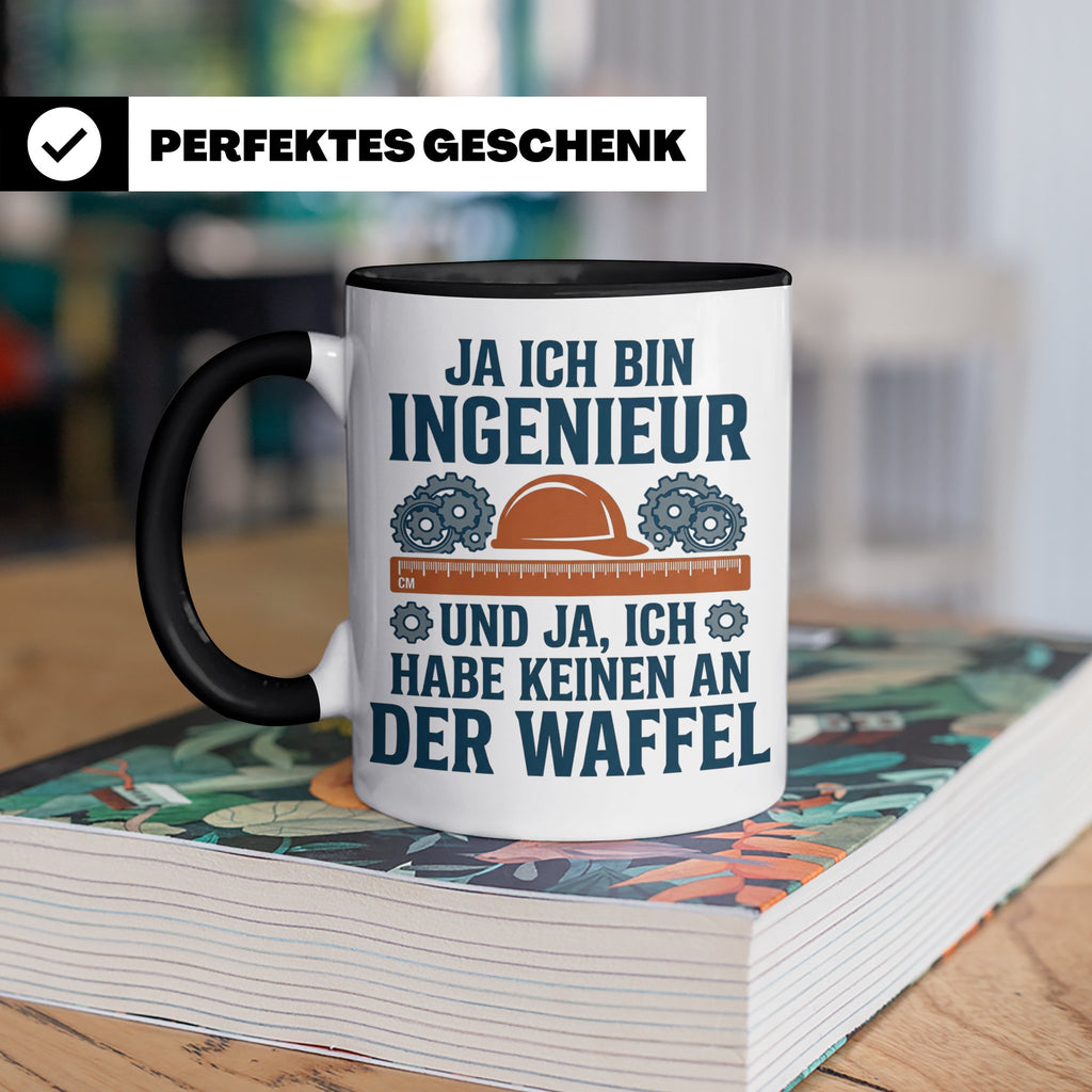 Ingenieur Tasse mit Spruch 'Keinen an der Waffel' Lustiges G – Schwarz [farbe:schwarz]