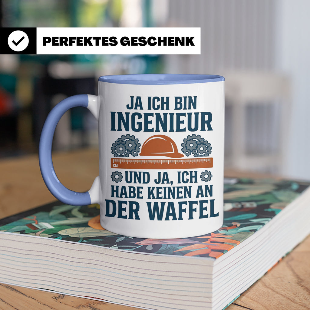 Ingenieur Tasse mit Spruch 'Keinen an der Waffel' Lustiges G – Blau [farbe:blau]