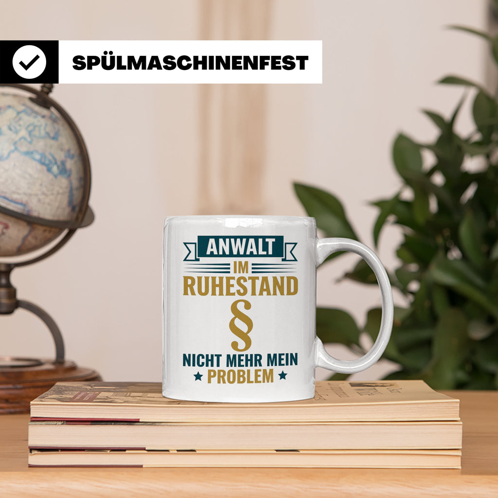 Anwalt im Ruhestand Tasse, lustiger Spruch, Geschenk für Jur – Weiß [farbe:weiß]