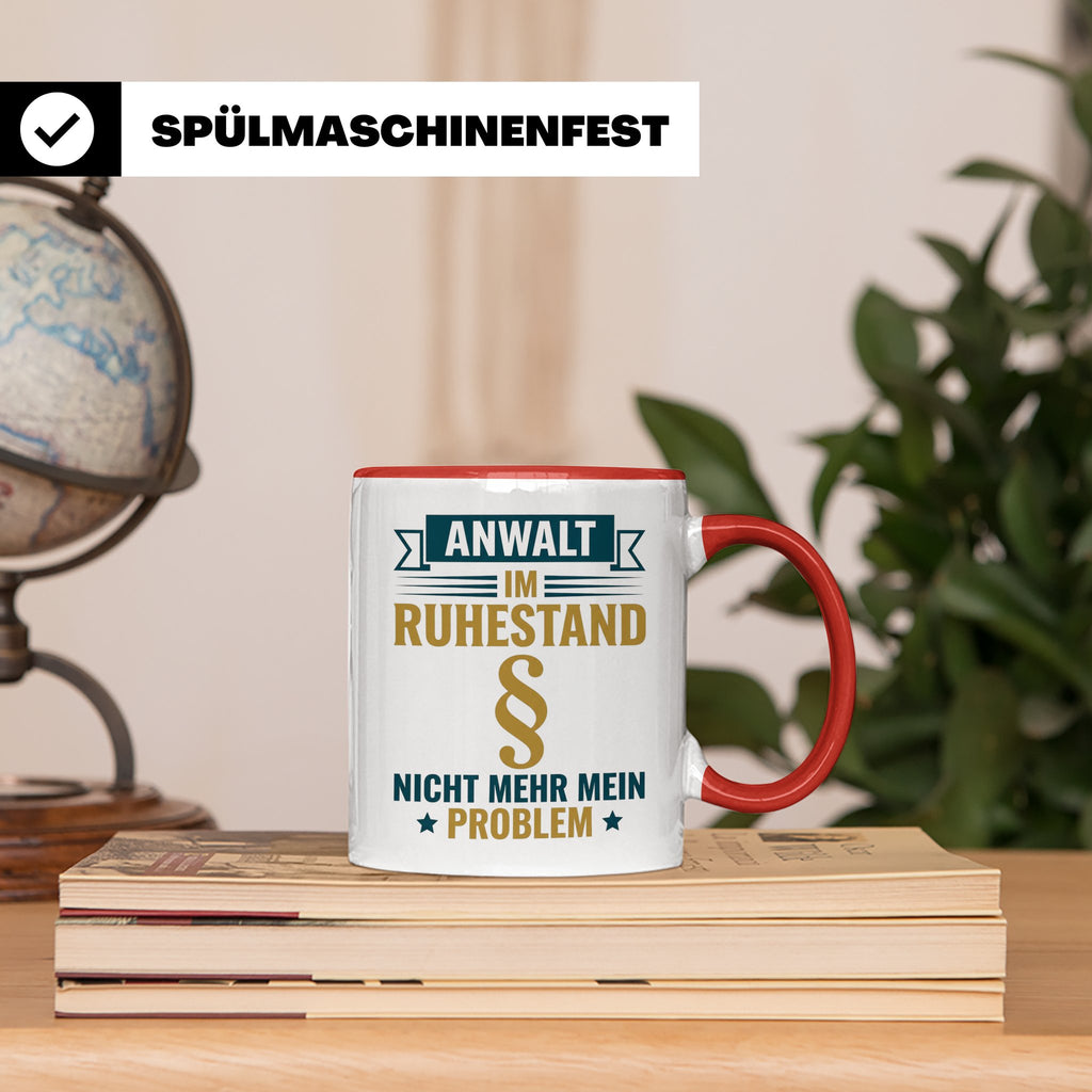 Anwalt im Ruhestand Tasse, lustiger Spruch, Geschenk für Jur – Rot [farbe:rot]