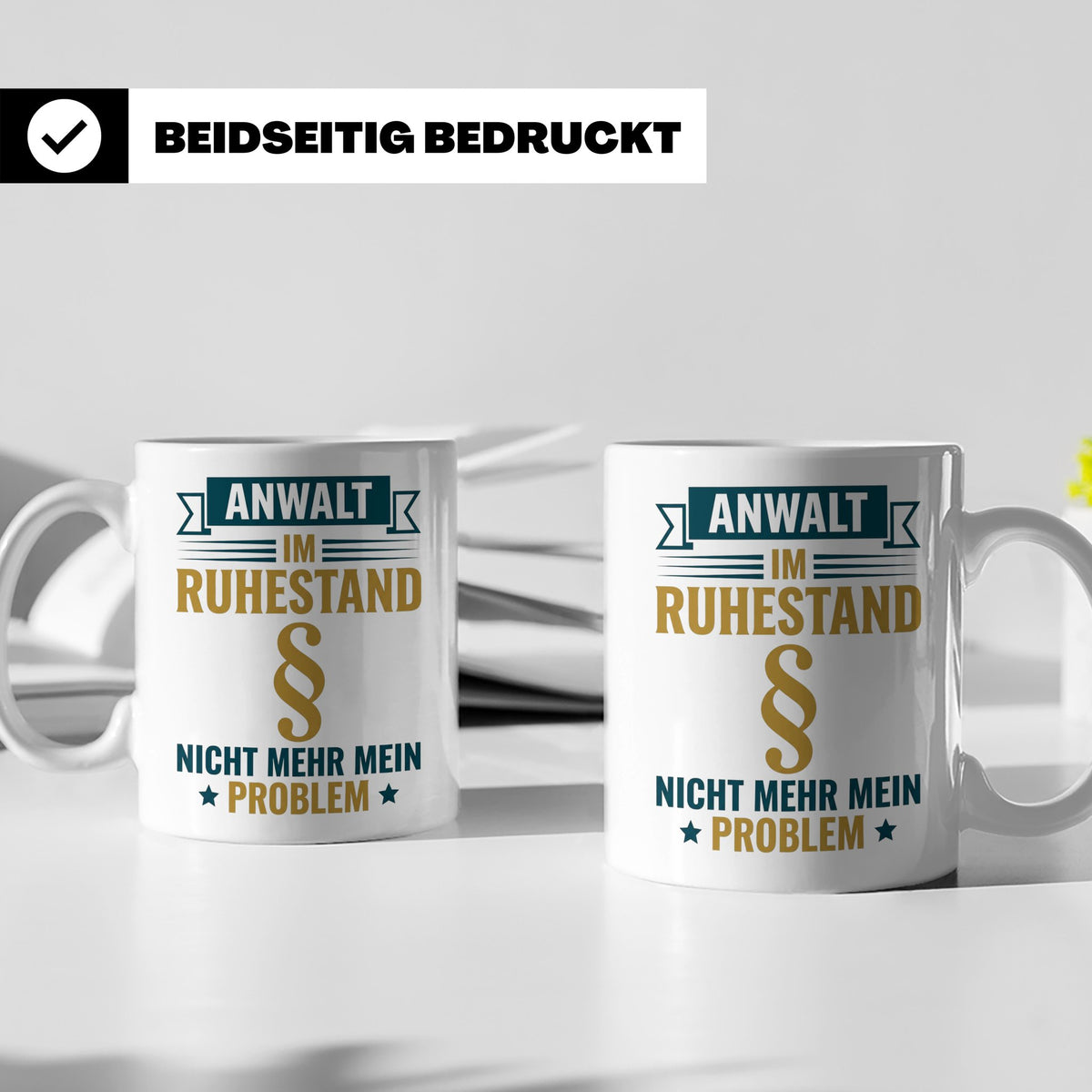 Anwalt im Ruhestand Tasse, lustiger Spruch, Geschenk für Jur – Weiß [farbe:weiß]