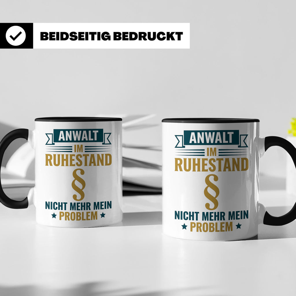 Anwalt im Ruhestand Tasse, lustiger Spruch, Geschenk für Jur – Schwarz [farbe:schwarz]