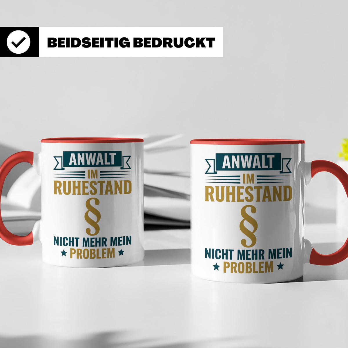 Anwalt im Ruhestand Tasse, lustiger Spruch, Geschenk für Jur – Rot [farbe:rot]