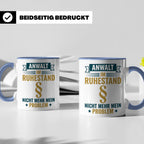 Anwalt im Ruhestand Tasse, lustiger Spruch, Geschenk für Jur – Blau [farbe:blau]
