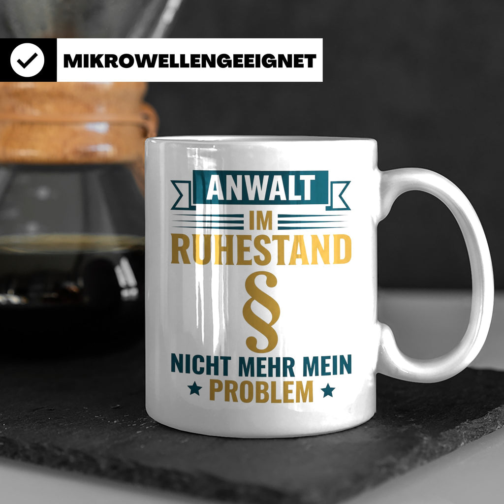 Anwalt im Ruhestand Tasse, lustiger Spruch, Geschenk für Jur – Weiß [farbe:weiß]