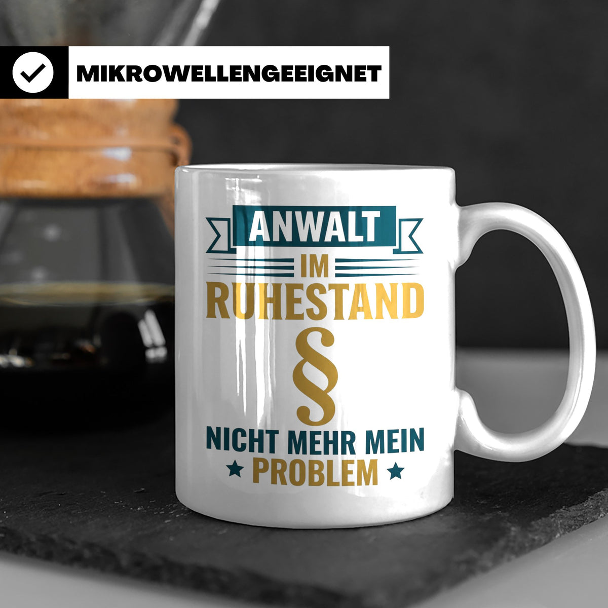 Anwalt im Ruhestand Tasse, lustiger Spruch, Geschenk für Jur – Weiß [farbe:weiß]