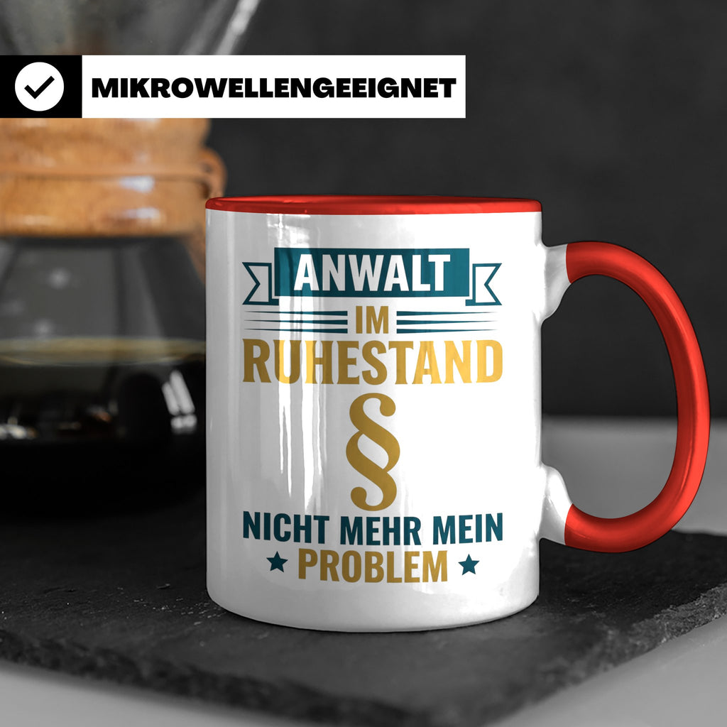 Anwalt im Ruhestand Tasse, lustiger Spruch, Geschenk für Jur – Rot [farbe:rot]