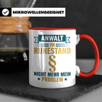 Anwalt im Ruhestand Tasse, lustiger Spruch, Geschenk für Jur – Rot [farbe:rot]