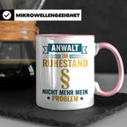 Anwalt im Ruhestand Tasse, lustiger Spruch, Geschenk für Jur – Rosa [farbe:rosa]