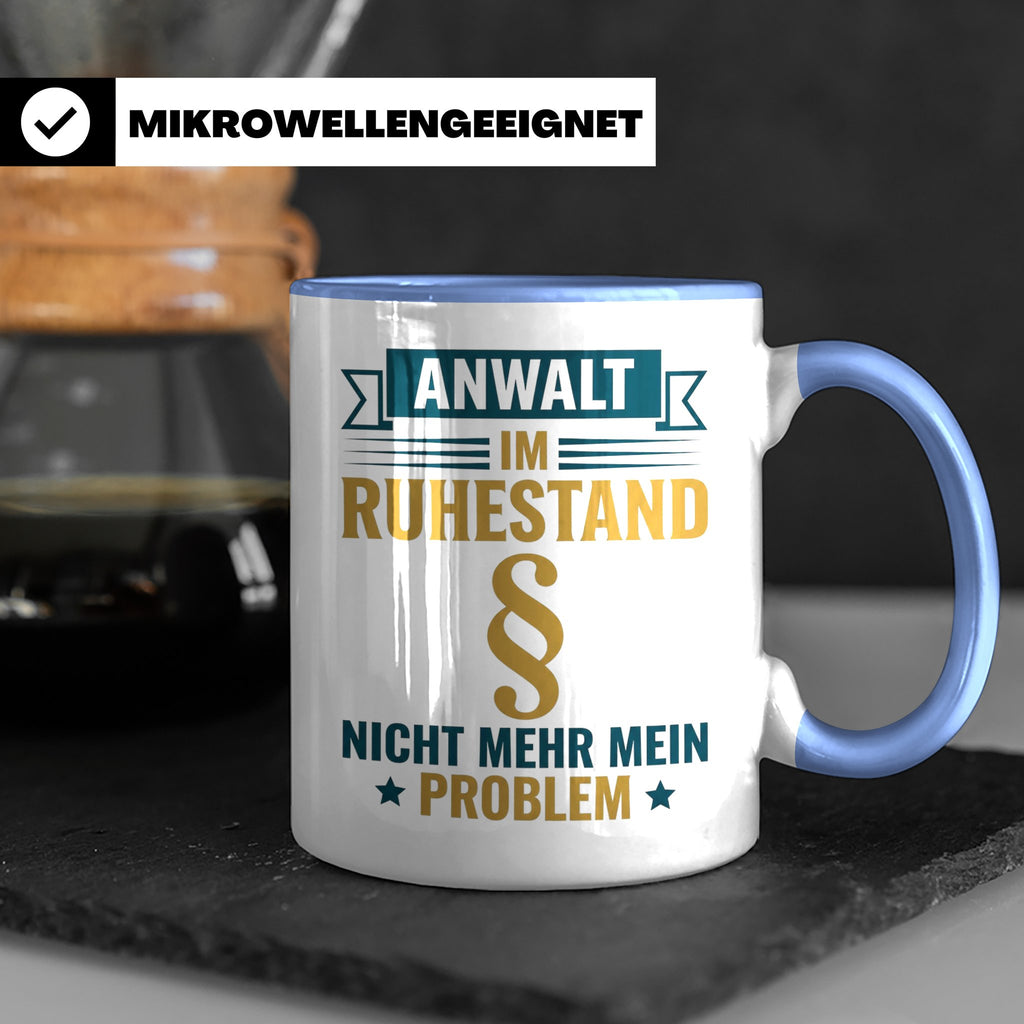 Anwalt im Ruhestand Tasse, lustiger Spruch, Geschenk für Jur – Blau [farbe:blau]
