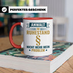 Anwalt im Ruhestand Tasse, lustiger Spruch, Geschenk für Jur – Rot [farbe:rot]