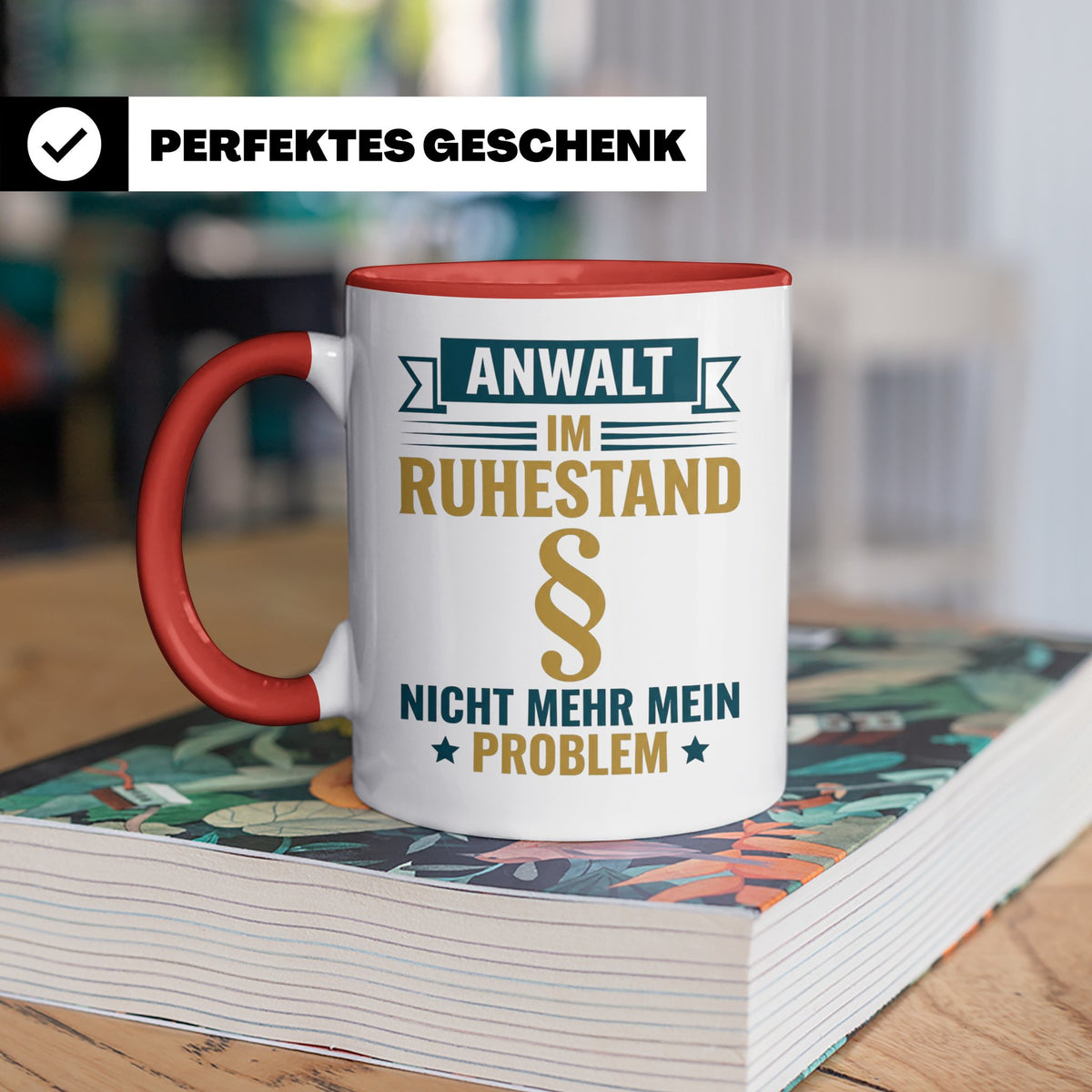 Anwalt im Ruhestand Tasse, lustiger Spruch, Geschenk für Jur – Rot [farbe:rot]