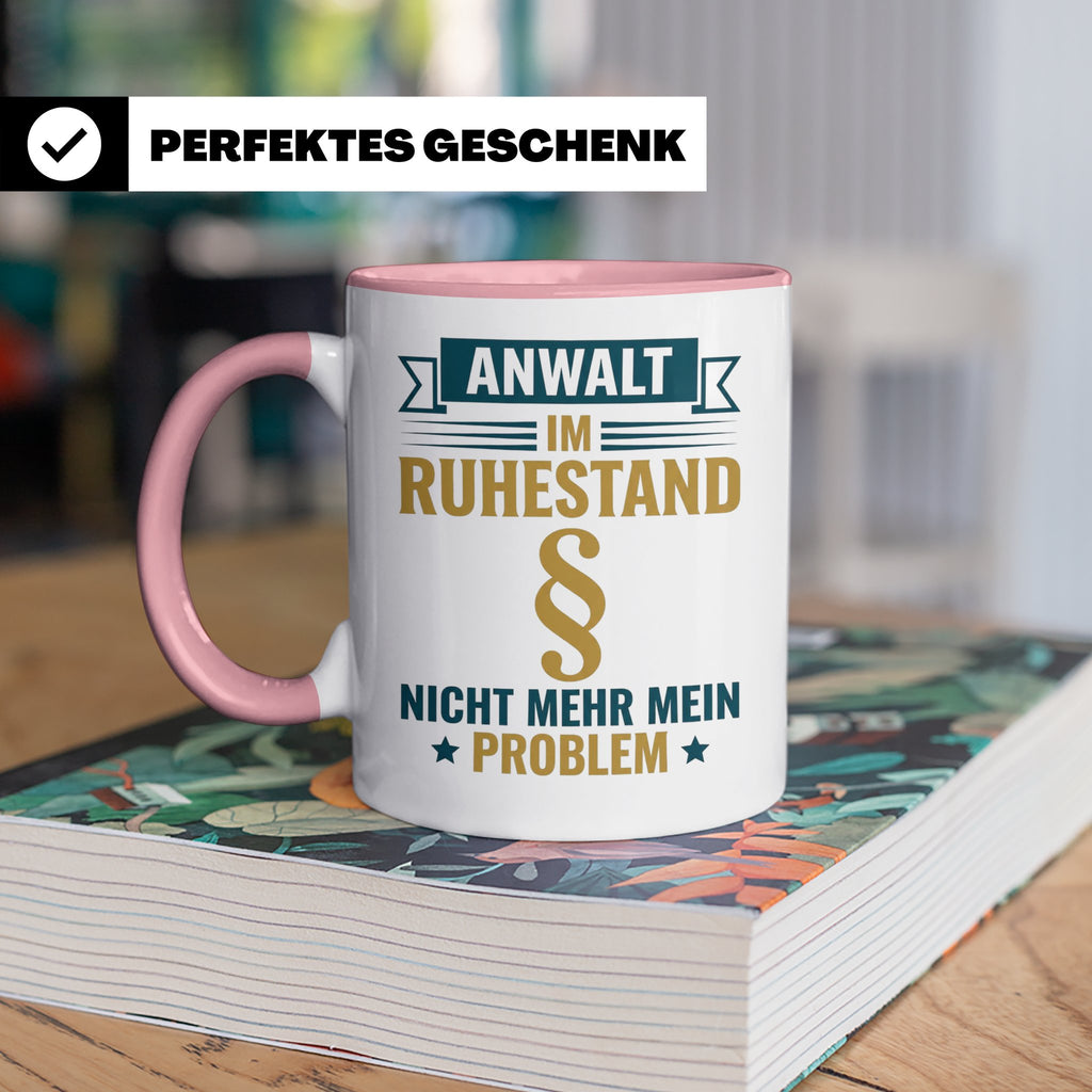 Anwalt im Ruhestand Tasse, lustiger Spruch, Geschenk für Jur – Rosa [farbe:rosa]