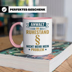 Anwalt im Ruhestand Tasse, lustiger Spruch, Geschenk für Jur – Rosa [farbe:rosa]