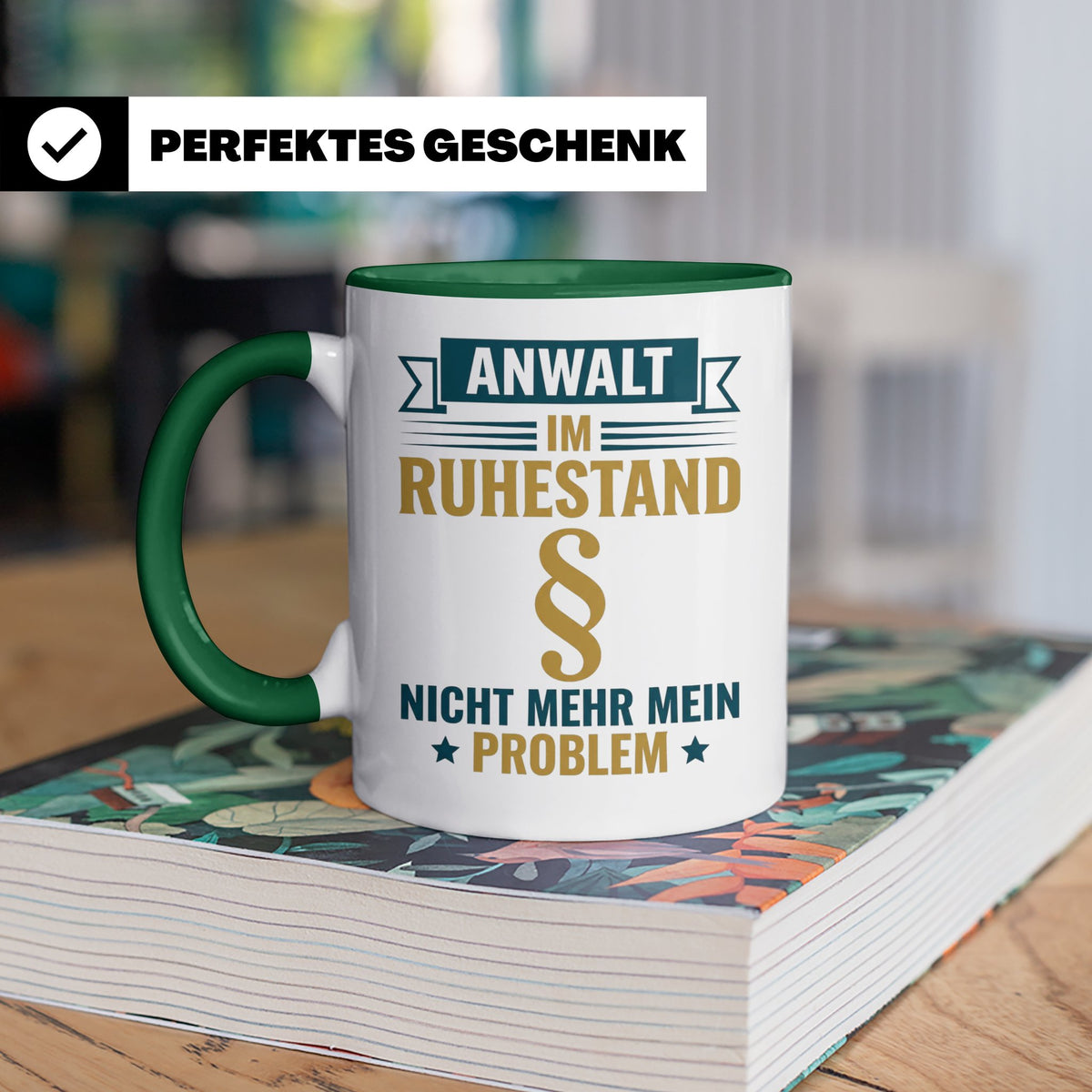 Anwalt im Ruhestand Tasse, lustiger Spruch, Geschenk für Jur – Grün [farbe:grün]
