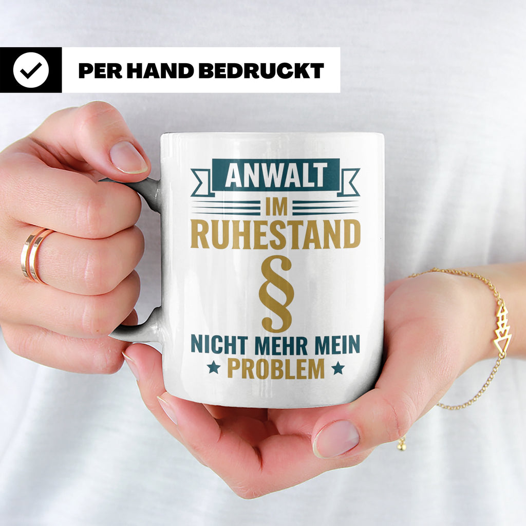 Anwalt im Ruhestand Tasse, lustiger Spruch, Geschenk für Jur – Weiß [farbe:weiß]