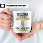 Anwalt im Ruhestand Tasse, lustiger Spruch, Geschenk für Jur – Weiß [farbe:weiß]