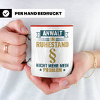 Anwalt im Ruhestand Tasse, lustiger Spruch, Geschenk für Jur – Rot [farbe:rot]