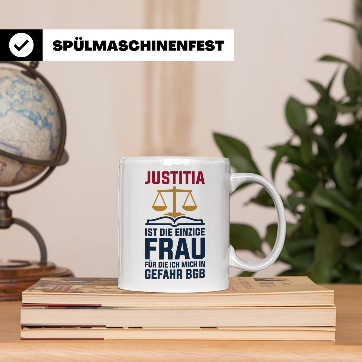 Justitia Tasse für Juristen & Anwälte lustiger Jura BGB Spru – Weiß [farbe:weiß]