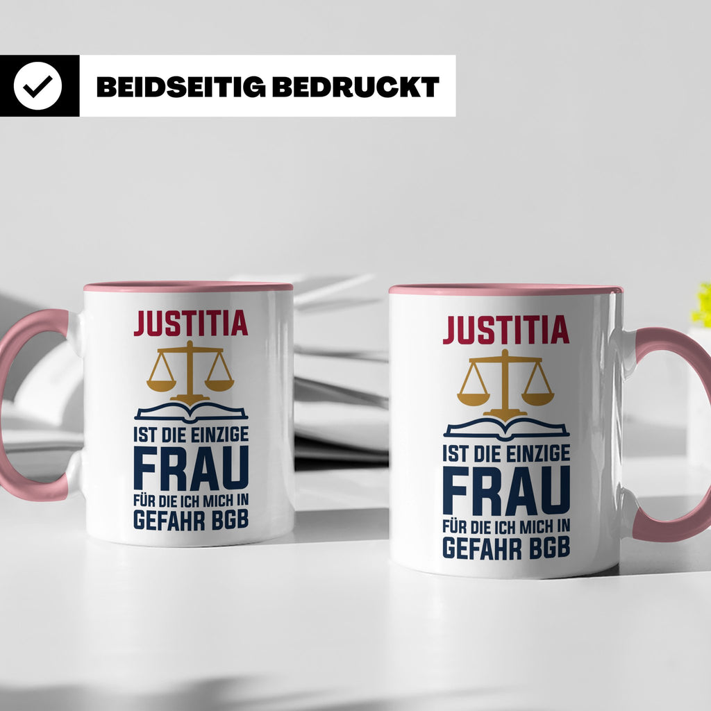 Justitia Tasse für Juristen & Anwälte lustiger Jura BGB Spru – Rosa [farbe:rosa]