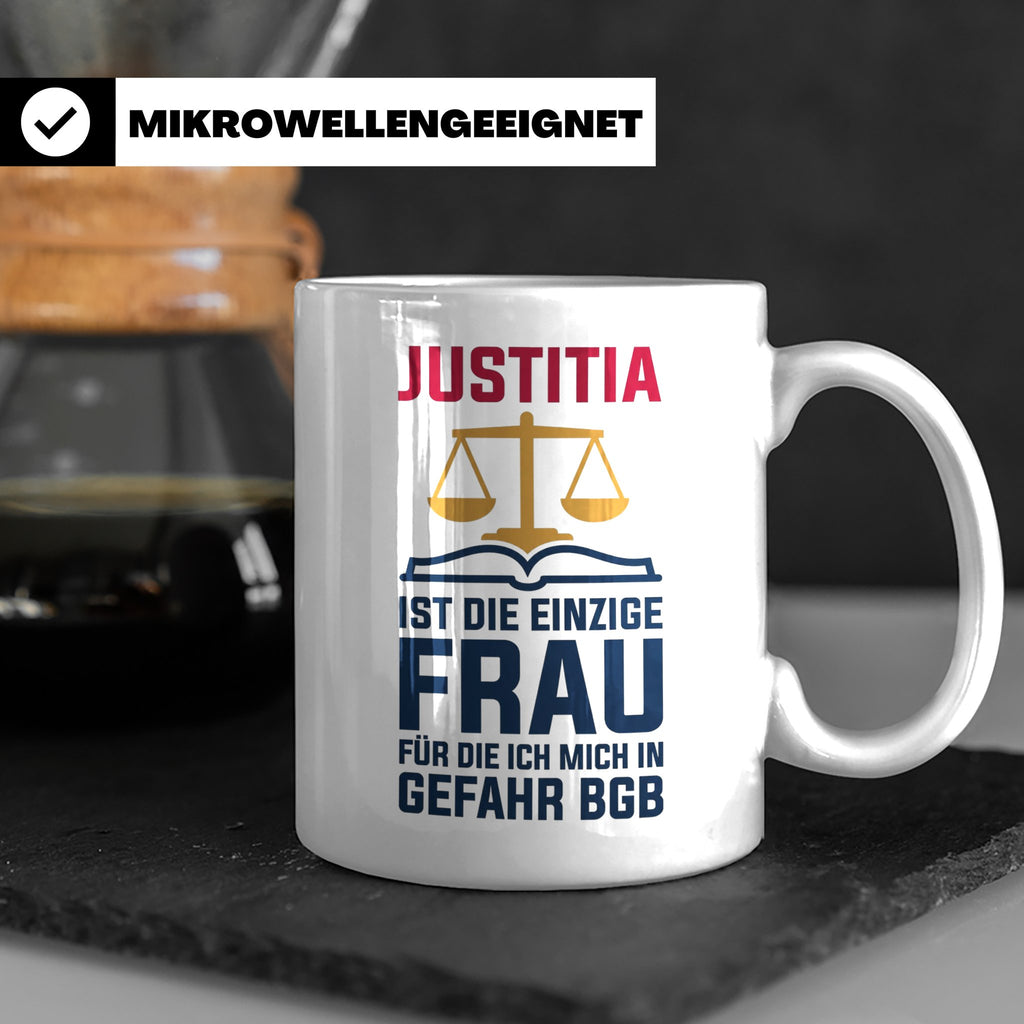 Justitia Tasse für Juristen & Anwälte lustiger Jura BGB Spru – Weiß [farbe:weiß]