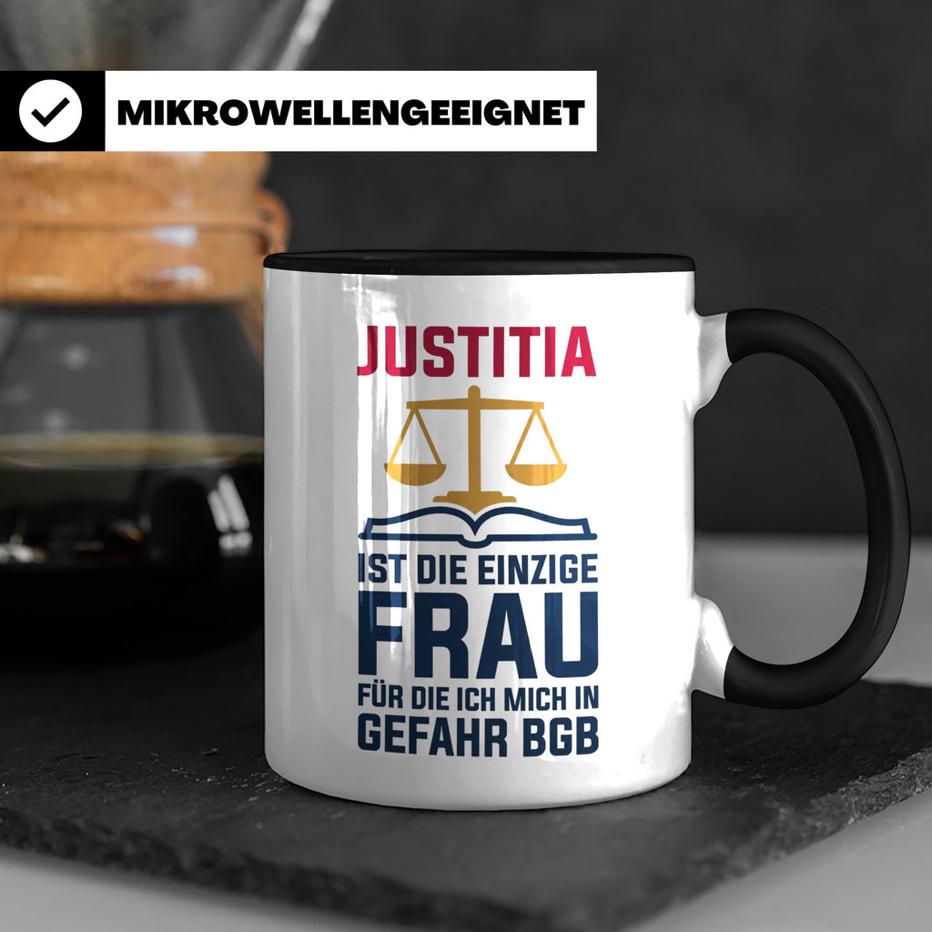 Justitia Tasse für Juristen & Anwälte lustiger Jura BGB Spru – Schwarz [farbe:schwarz]