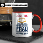 Justitia Tasse für Juristen & Anwälte lustiger Jura BGB Spru – Rot [farbe:rot]