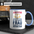 Justitia Tasse für Juristen & Anwälte lustiger Jura BGB Spru – Blau [farbe:blau]
