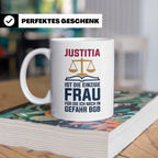 Justitia Tasse für Juristen & Anwälte lustiger Jura BGB Spru – Weiß [farbe:weiß]