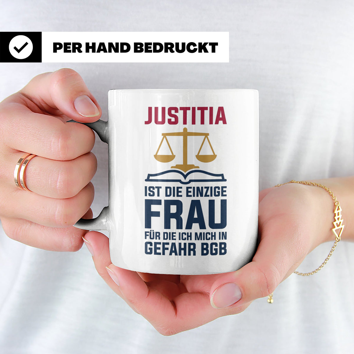 Justitia Tasse für Juristen & Anwälte lustiger Jura BGB Spru – Weiß [farbe:weiß]
