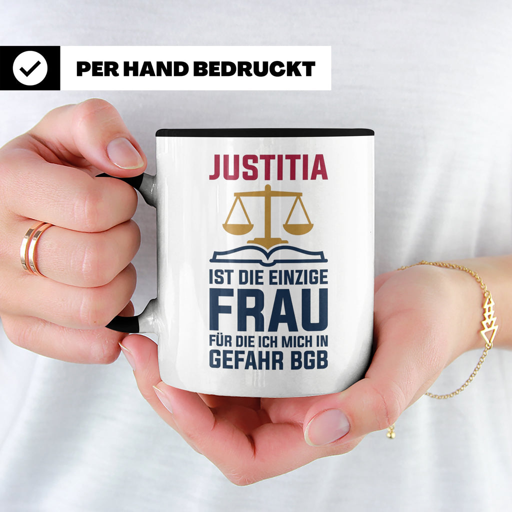 Justitia Tasse für Juristen & Anwälte lustiger Jura BGB Spru – Schwarz [farbe:schwarz]