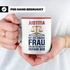 Justitia Tasse für Juristen & Anwälte lustiger Jura BGB Spru – Rot [farbe:rot]