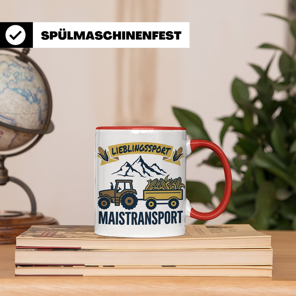 Landwirt Tasse Lieblingssport Maistransport, Spruch für Baue – Rot [farbe:rot]