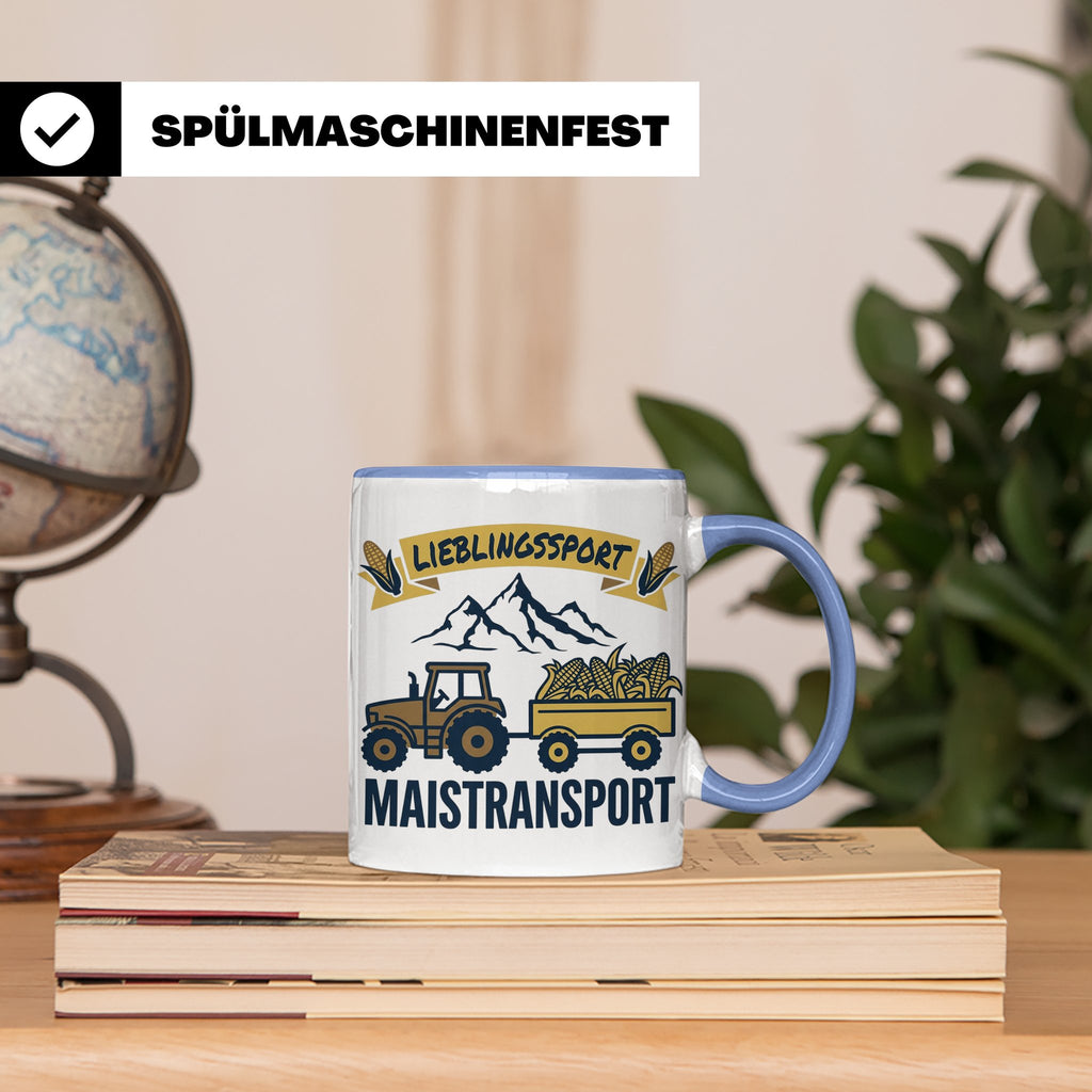 Landwirt Tasse Lieblingssport Maistransport, Spruch für Baue – Blau [farbe:blau]