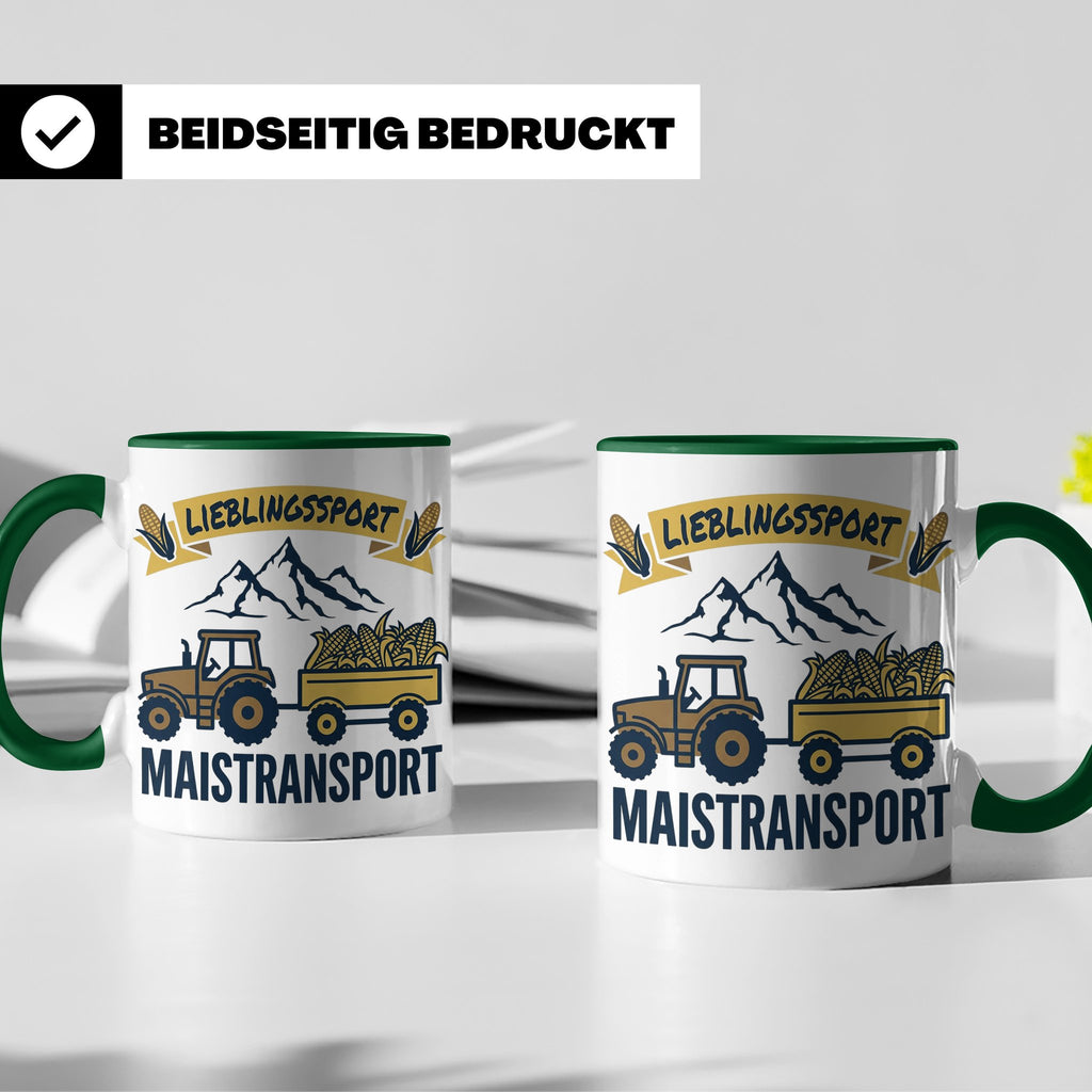 Landwirt Tasse Lieblingssport Maistransport, Spruch für Baue – Grün [farbe:grün]