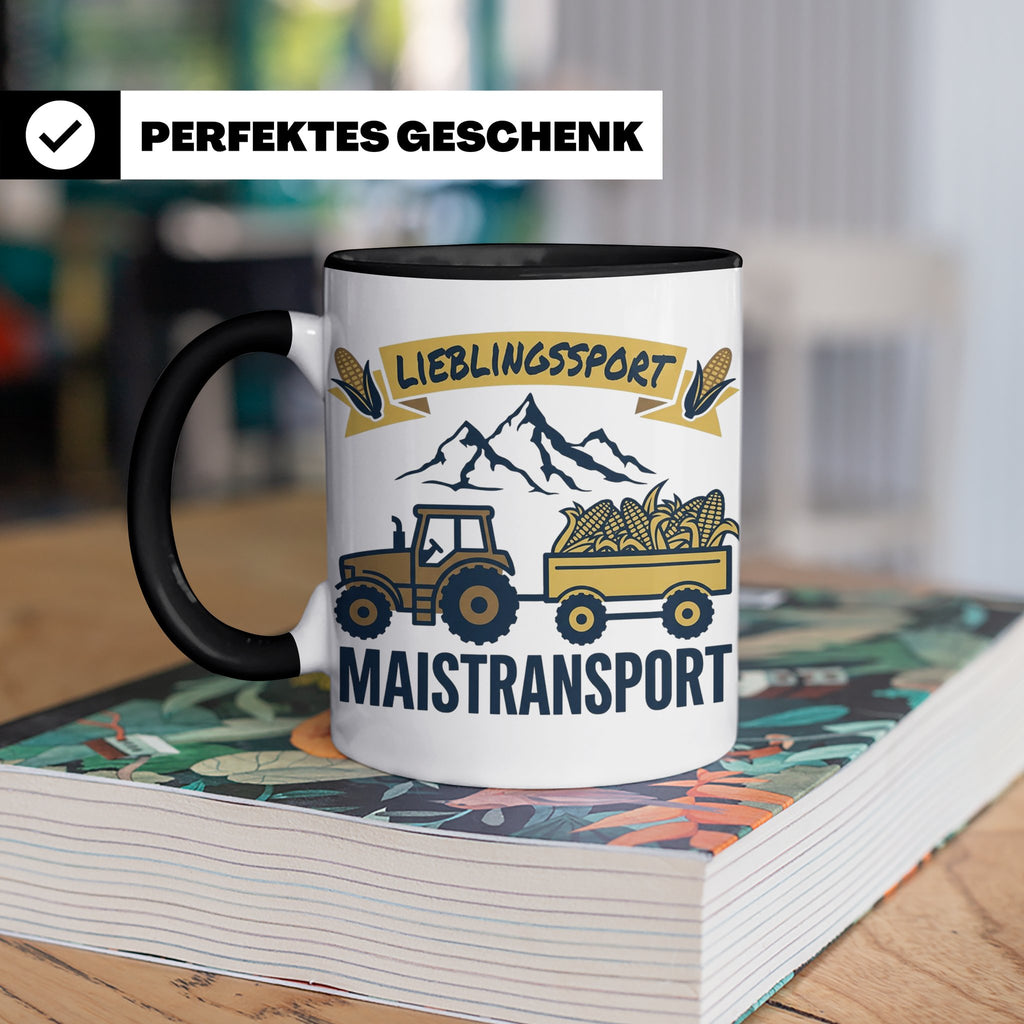 Landwirt Tasse Lieblingssport Maistransport, Spruch für Baue – Schwarz [farbe:schwarz]
