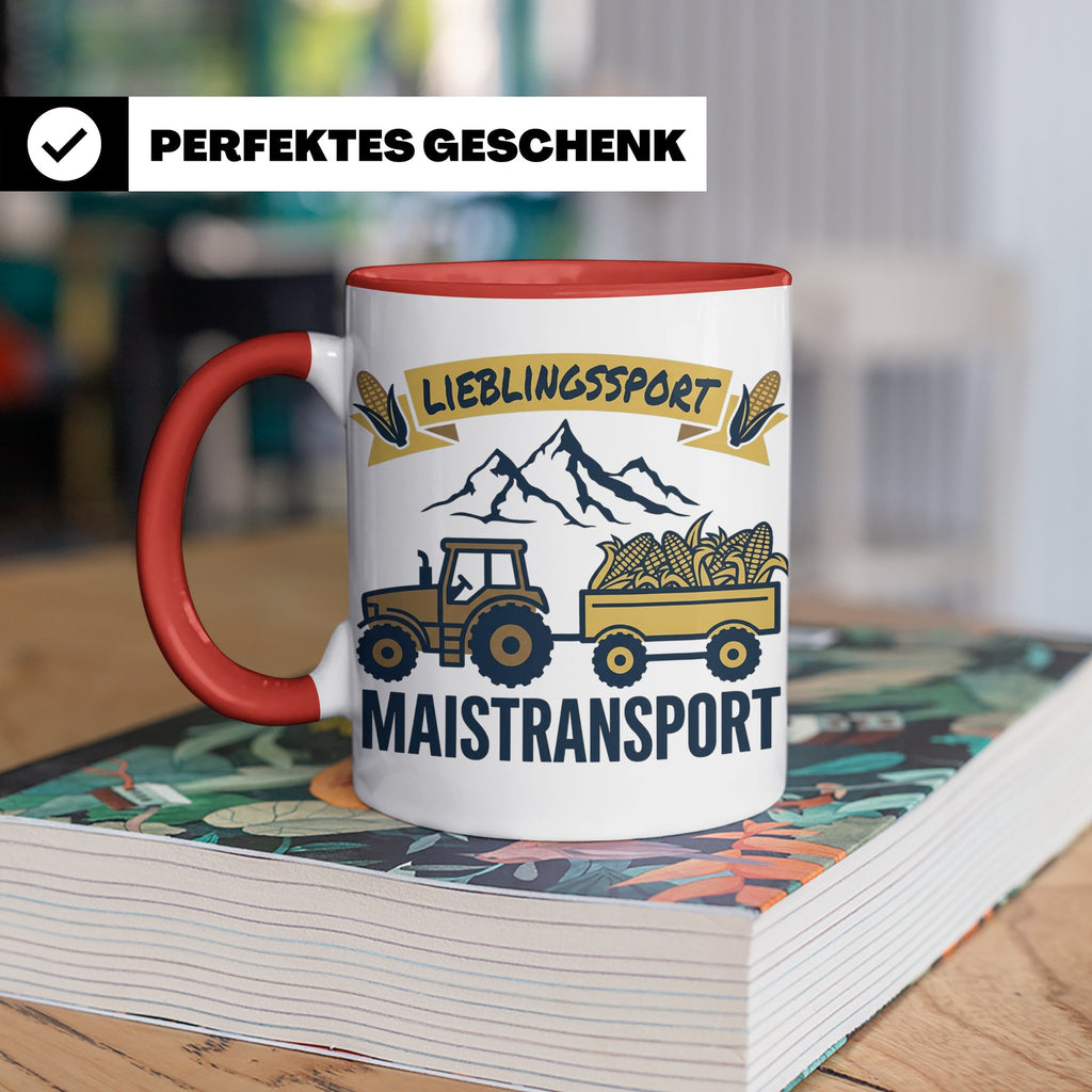 Landwirt Tasse Lieblingssport Maistransport, Spruch für Baue – Rot [farbe:rot]