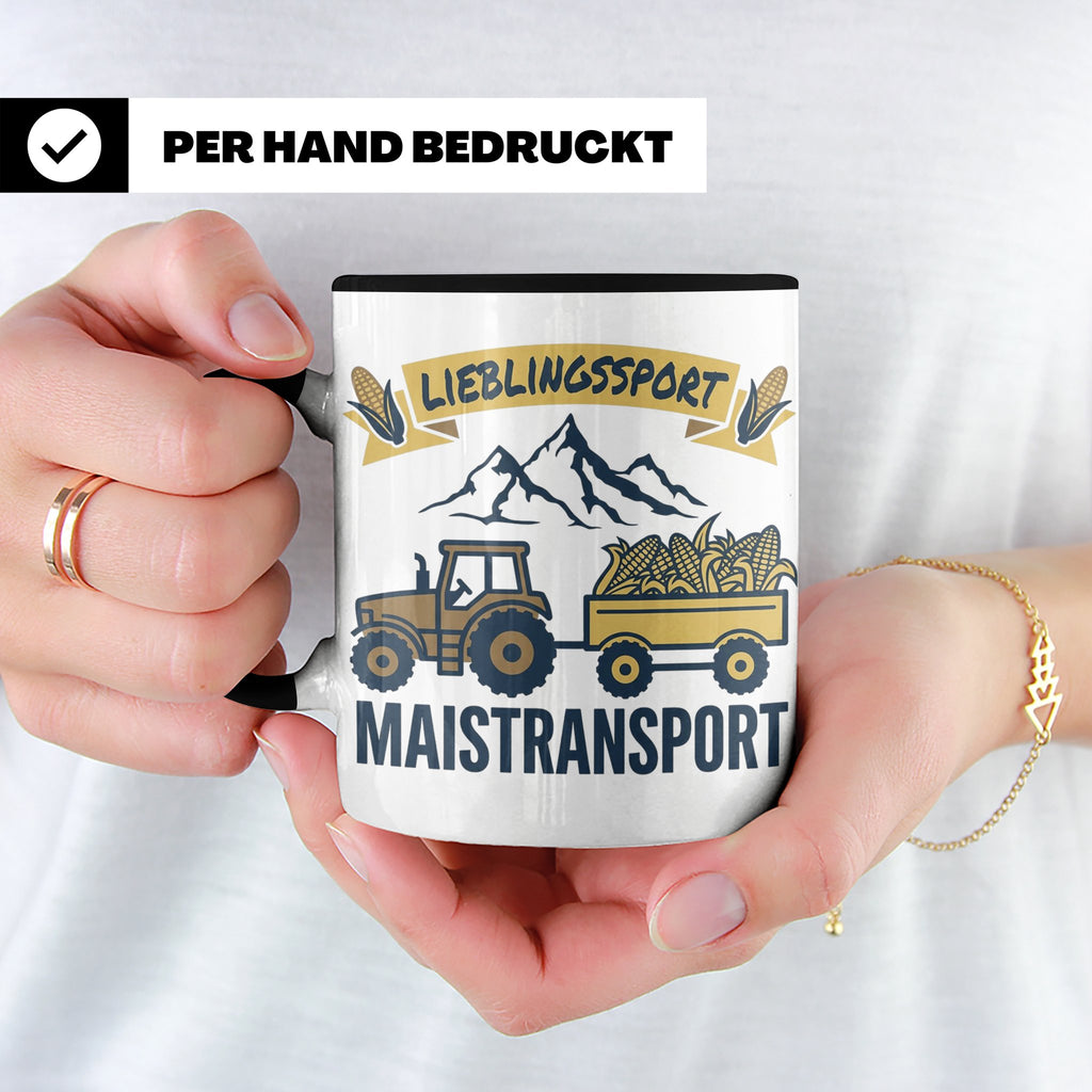 Landwirt Tasse Lieblingssport Maistransport, Spruch für Baue – Schwarz [farbe:schwarz]